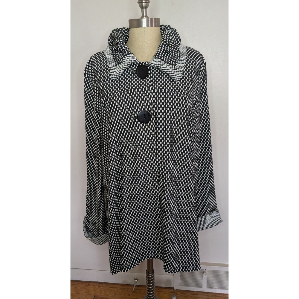 Moonlight Y&S Fashion Polka Dot Kimono Jacket Top Art to Wear Black White  XXL